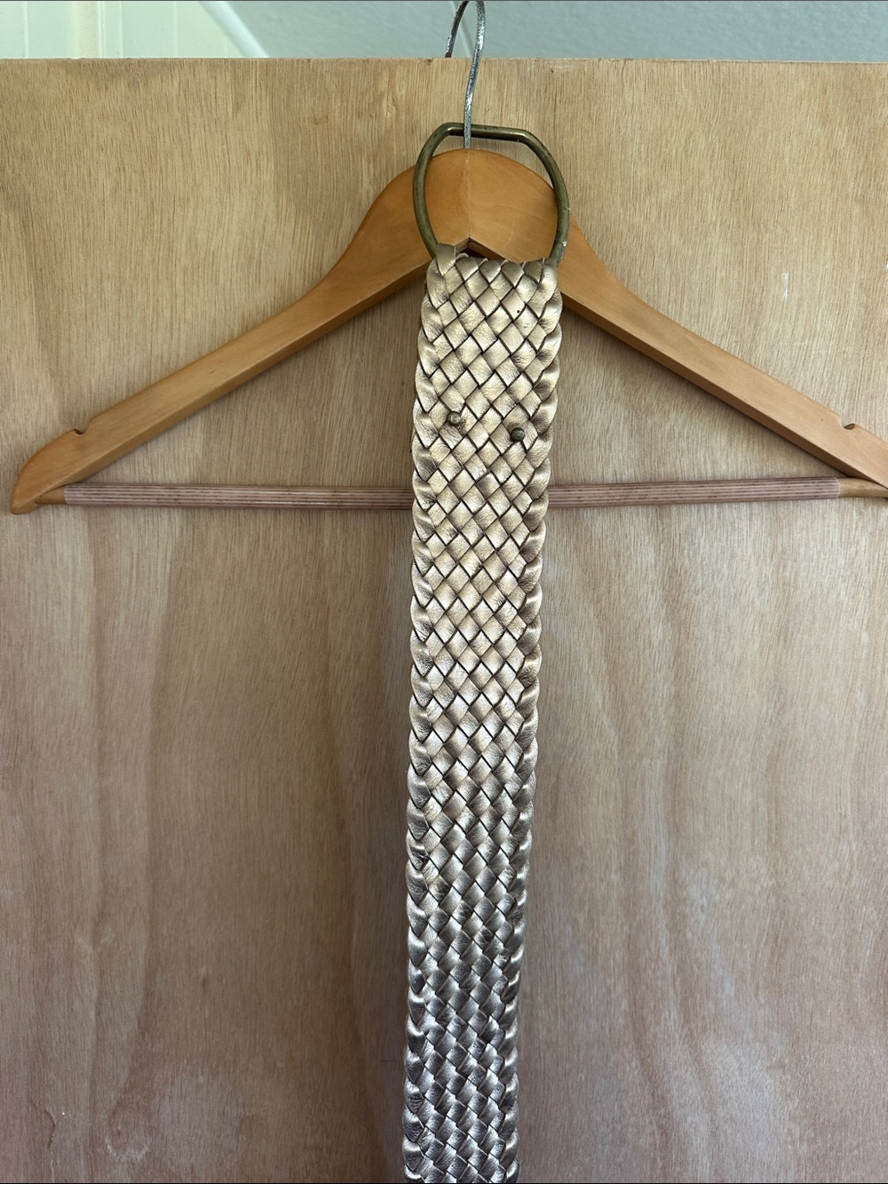 Braided Metallic Belt with Ring Buckle in Gold